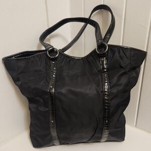 Ann Taylor Large Black Tote Bag Lined Pocket NWOT
